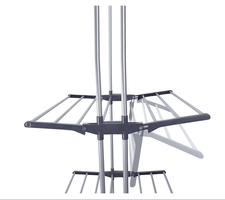 3 Tier Iron Plastic Foldable Clothes Laundry Drying Rack Wheels/Indoor/Outdoor.